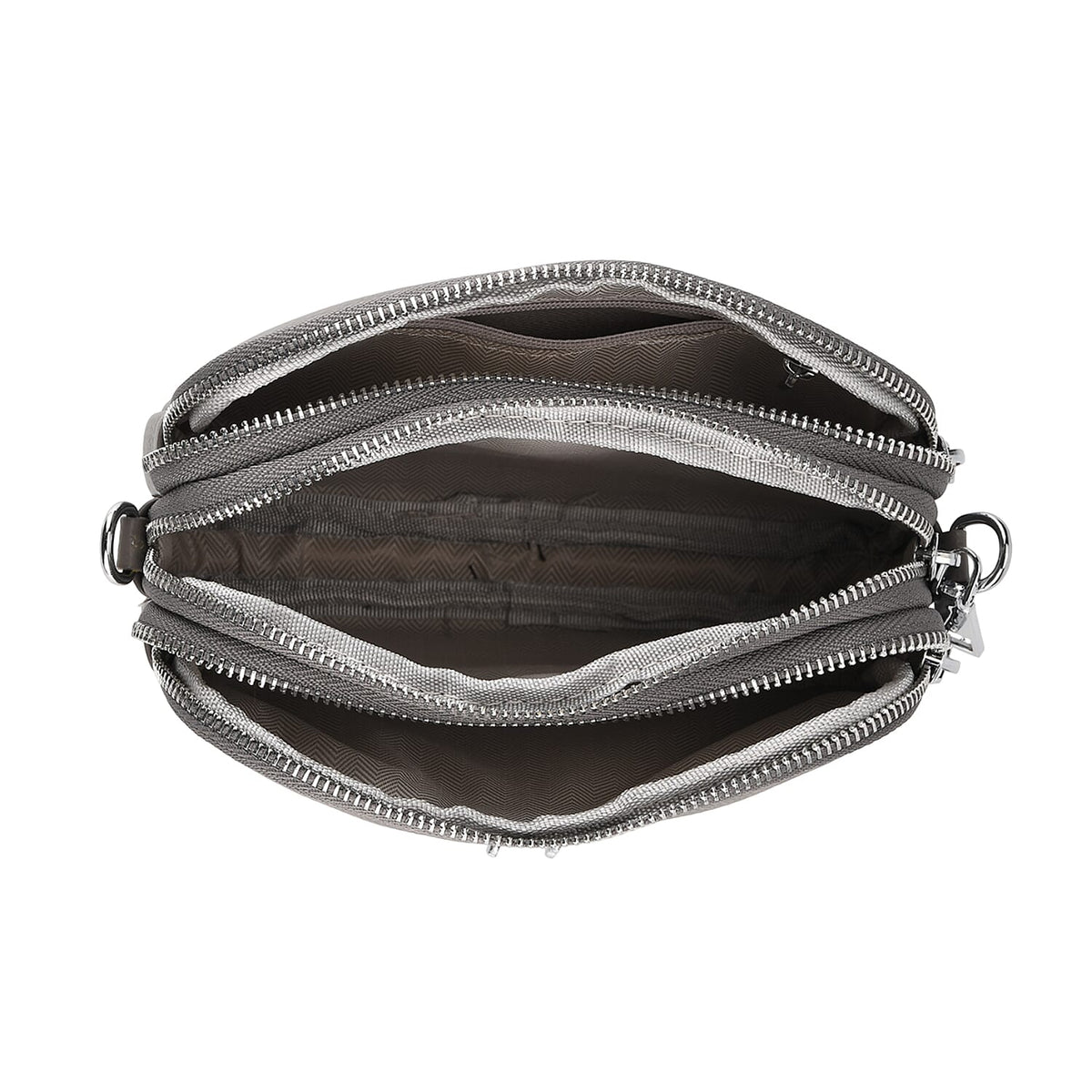 Genuine Leather Designer Minimalist Shoulder Bag - Grey V32604563 6