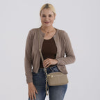 100% Genuine Leather Designer Minimalist Sling Shoulder Bag - Grey