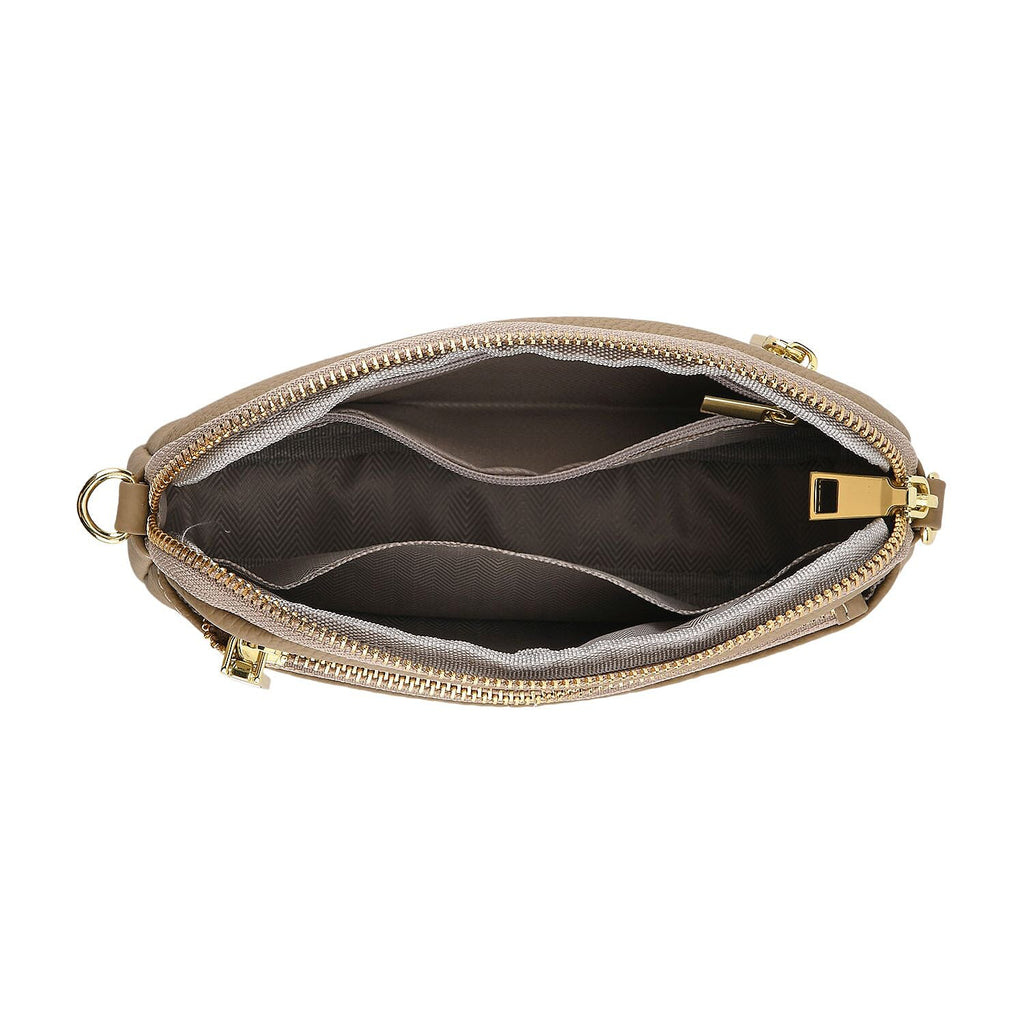 100% Genuine Leather Designer Minimalist Sling Shoulder Bag - Grey