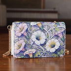 Designer-Inspired RFID-Protected Flower Print Shoulder Bag with a Magnetic Detachable Wallet - Chain Strap included - Cream