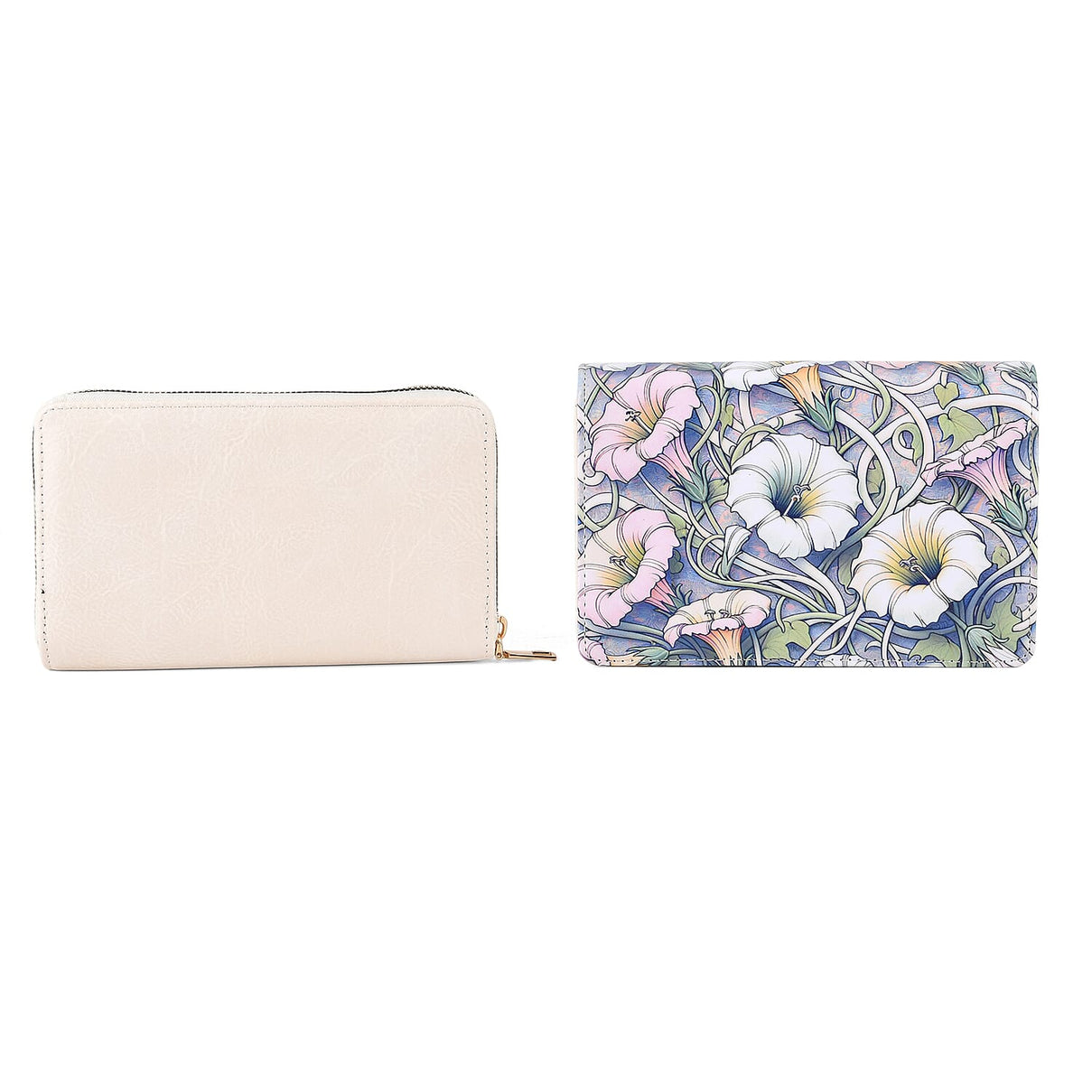 Designer-Inspired RFID-Protected Flower Print Shoulder Bag with a Magnetic Detachable Wallet - Chain Strap included - Cream V32513196 6