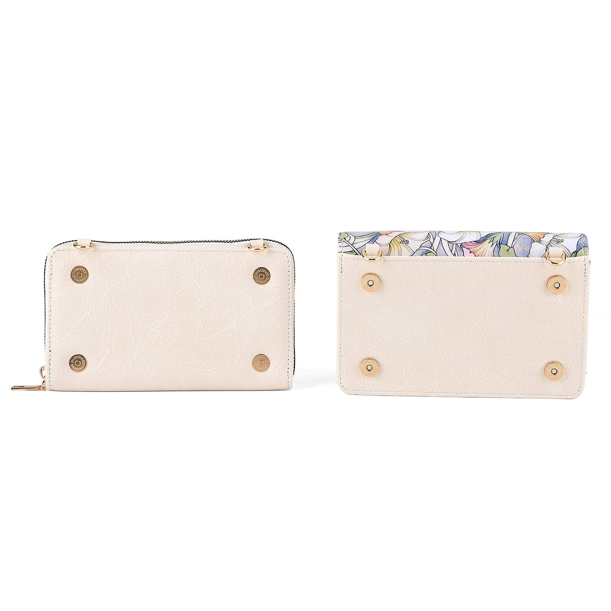 Designer-Inspired RFID-Protected Flower Print Shoulder Bag with a Magnetic Detachable Wallet - Chain Strap included - Cream V32513196 7