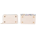Designer-Inspired RFID-Protected Flower Print Shoulder Bag with a Magnetic Detachable Wallet - Chain Strap included - Cream