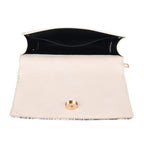 Designer-Inspired RFID-Protected Flower Print Shoulder Bag with a Magnetic Detachable Wallet - Chain Strap included - Cream