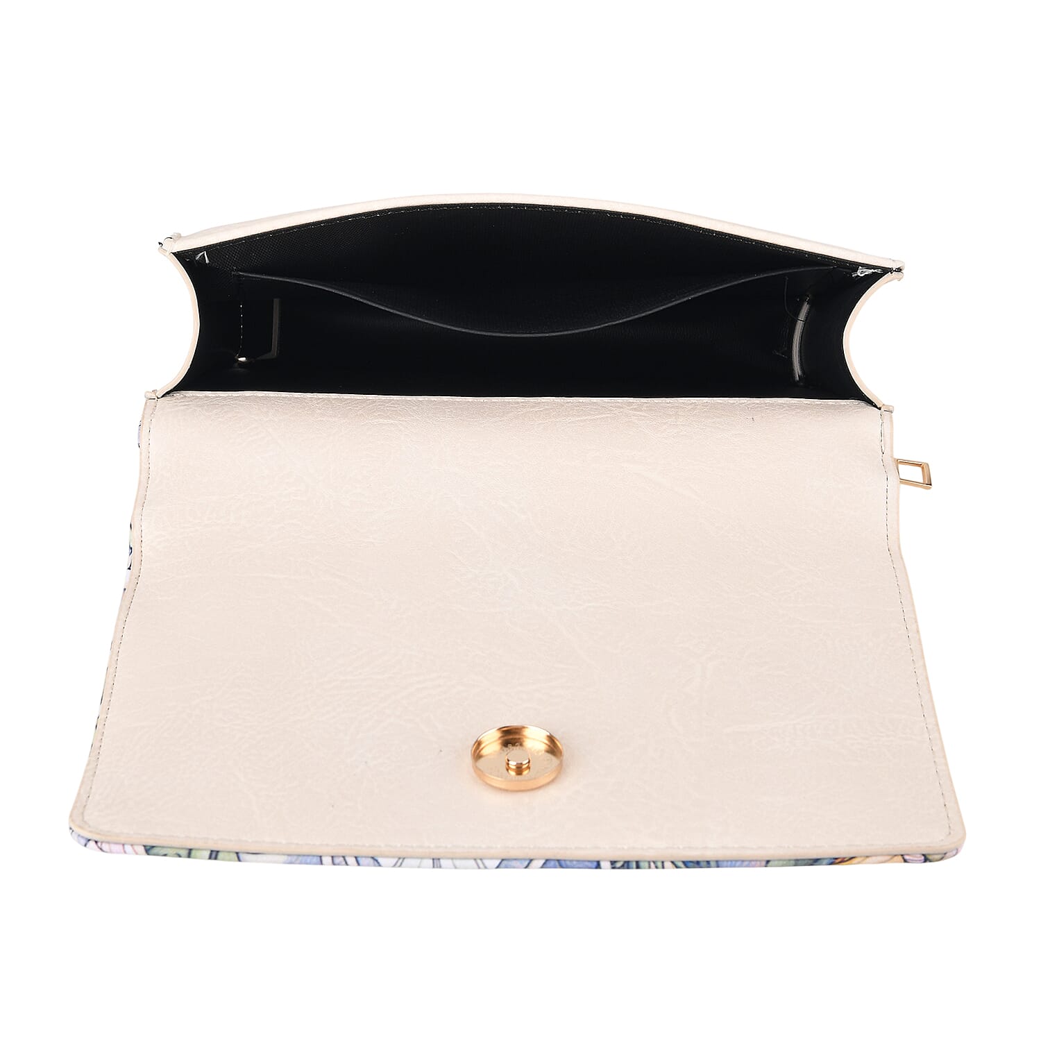 Designer-Inspired RFID-Protected Flower Print Shoulder Bag with a Magnetic Detachable Wallet - Chain Strap included - Cream V32513196 9