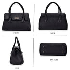 Elegant Croc Pattern Crossbody Bag with Braided Top Handle - Gun