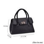 Elegant Croc Pattern Crossbody Bag with Braided Top Handle - Gun