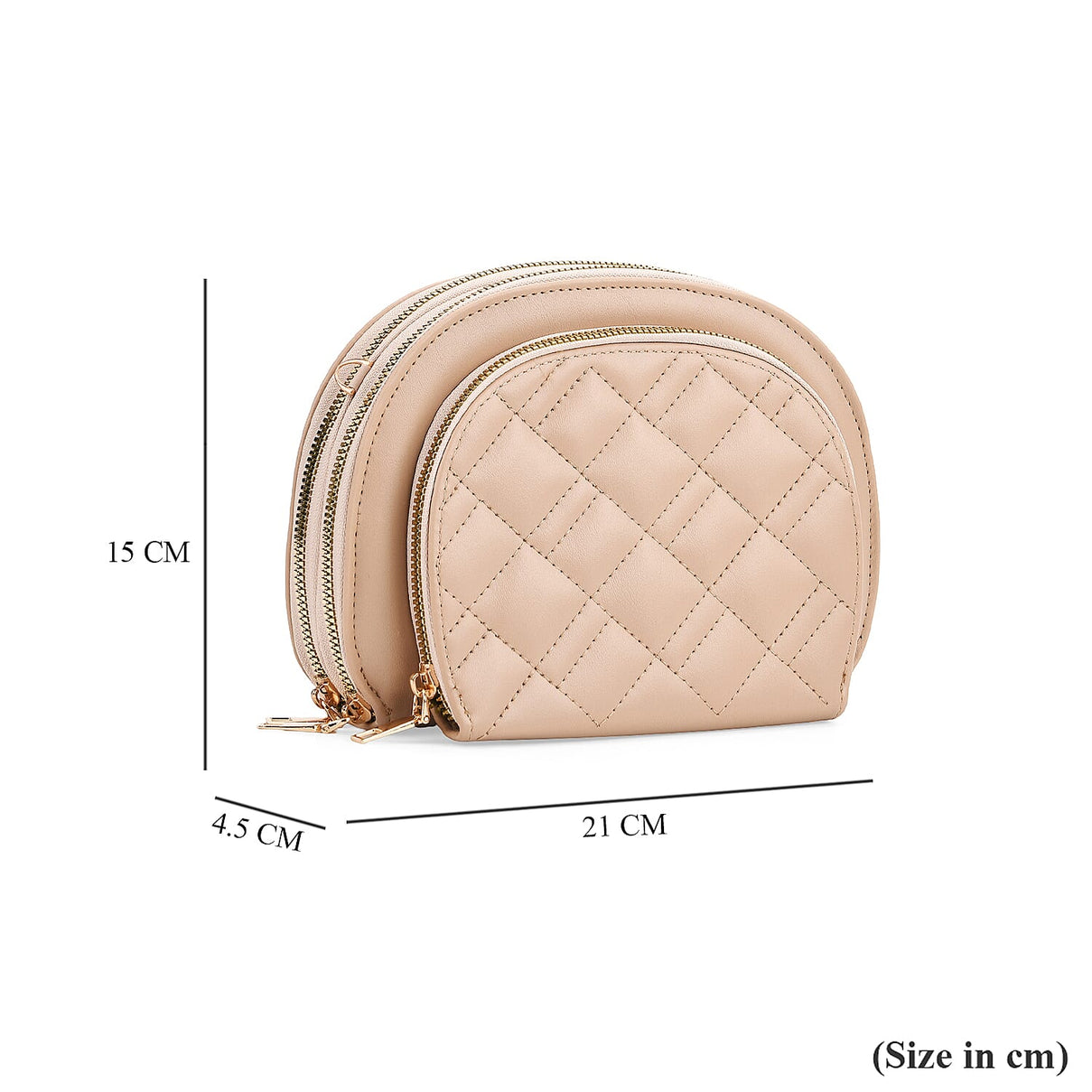 Leatherette Quilted Crossbody Bag with Log Strap - Khaki 8079162 7