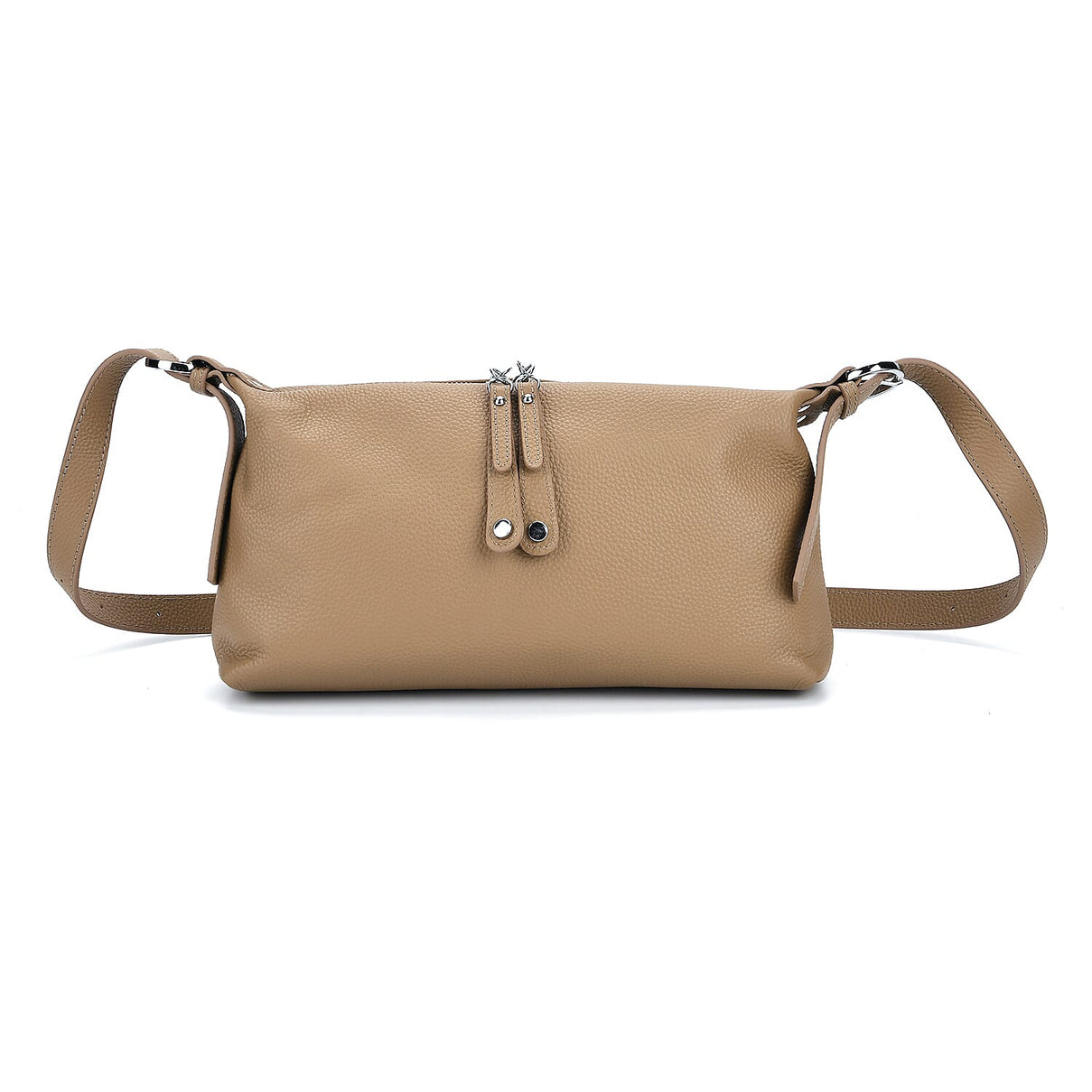 100% Genuine Leather Full Grain Crossbody Bag with Adjustable Strap - Khaki V32531291 0