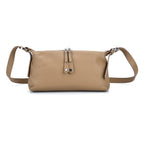 100% Genuine Leather  Full Grain Crossbody Bag with Adjustable Strap - Khaki