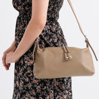 100% Genuine Leather  Full Grain Crossbody Bag with Adjustable Strap - Khaki