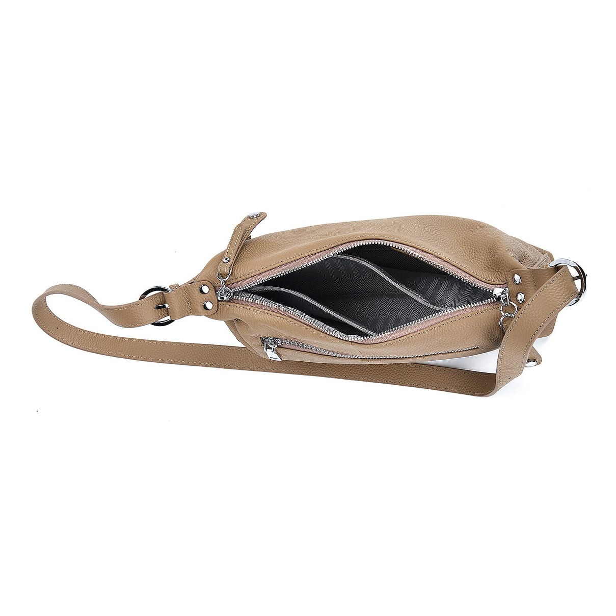 100% Genuine Leather Full Grain Crossbody Bag with Adjustable Strap - Khaki V32531291 6