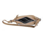 100% Genuine Leather  Full Grain Crossbody Bag with Adjustable Strap - Khaki