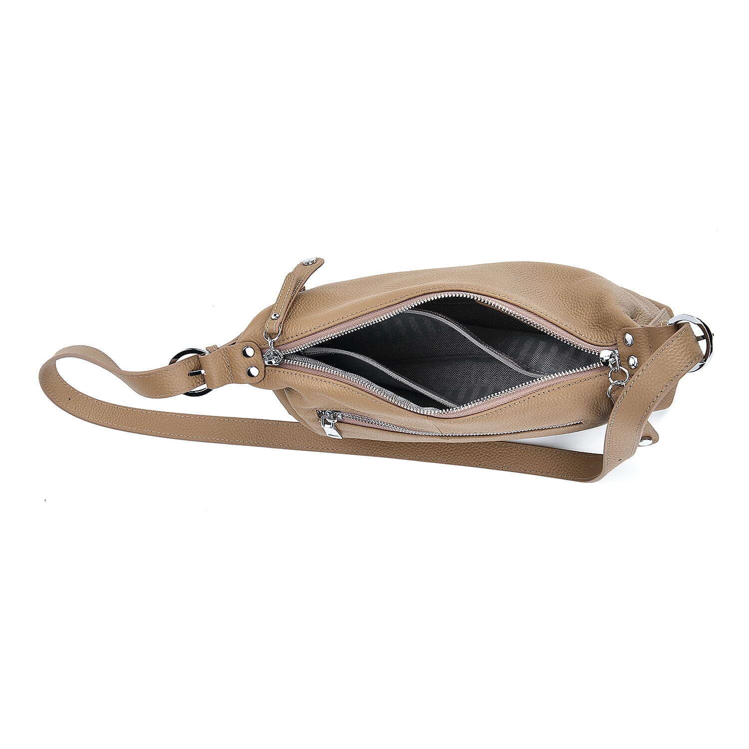 100% Genuine Leather Full Grain Crossbody Bag with Adjustable Strap - Khaki V32531291 6