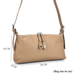 100% Genuine Leather  Full Grain Crossbody Bag with Adjustable Strap - Khaki