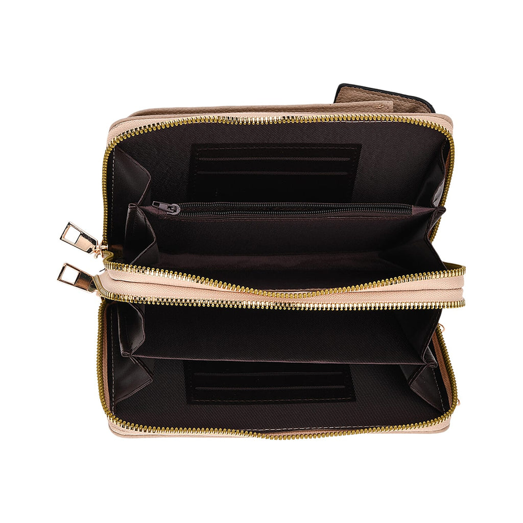 Set of 2 Quilted Cellphone Bags - Beige - Burgundy