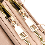 Set of 2 Quilted Cellphone Bags - Beige - Burgundy