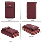 Set of 2 Quilted Cellphone Bags - Beige - Burgundy