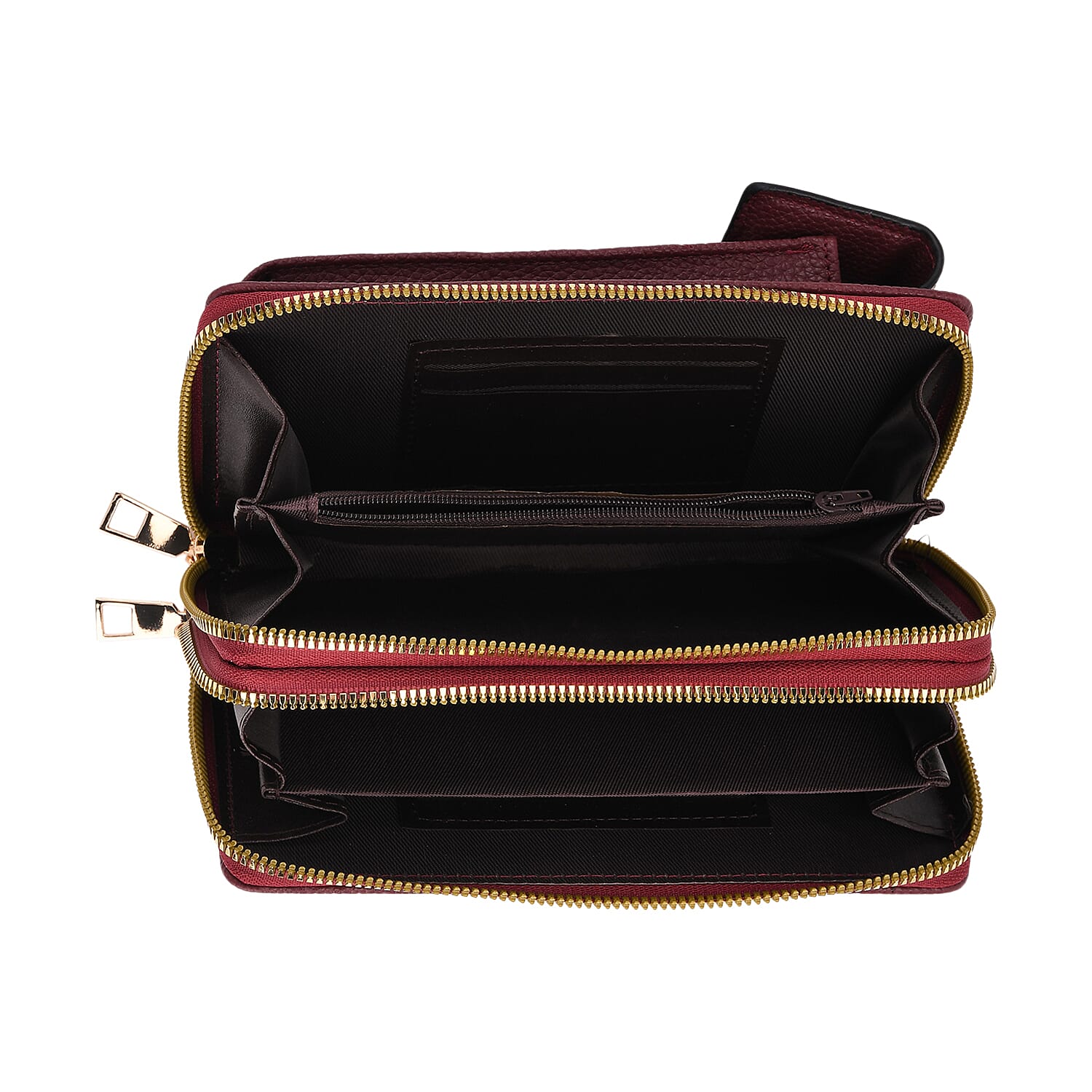 Set of 2 Quilted Cellphone Bags - Beige - Burgundy 8079543 8