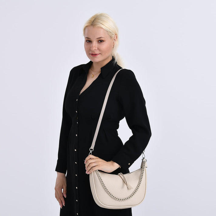 Casual Crescent Shoulder Bag - Cream V32731303 2