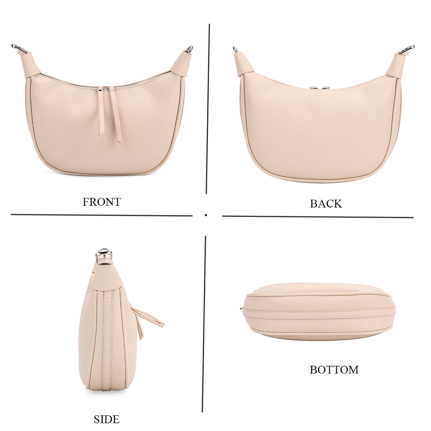 Casual Crescent Shoulder Bag - Cream V32489429 4