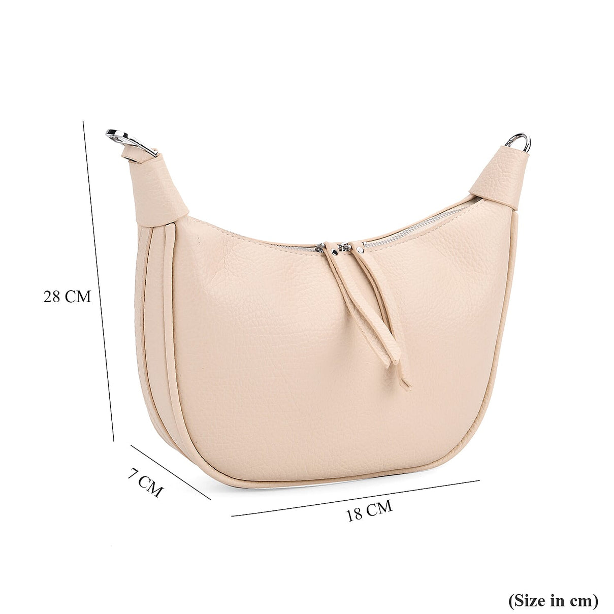 Casual Crescent Shoulder Bag - Cream V32489429 9