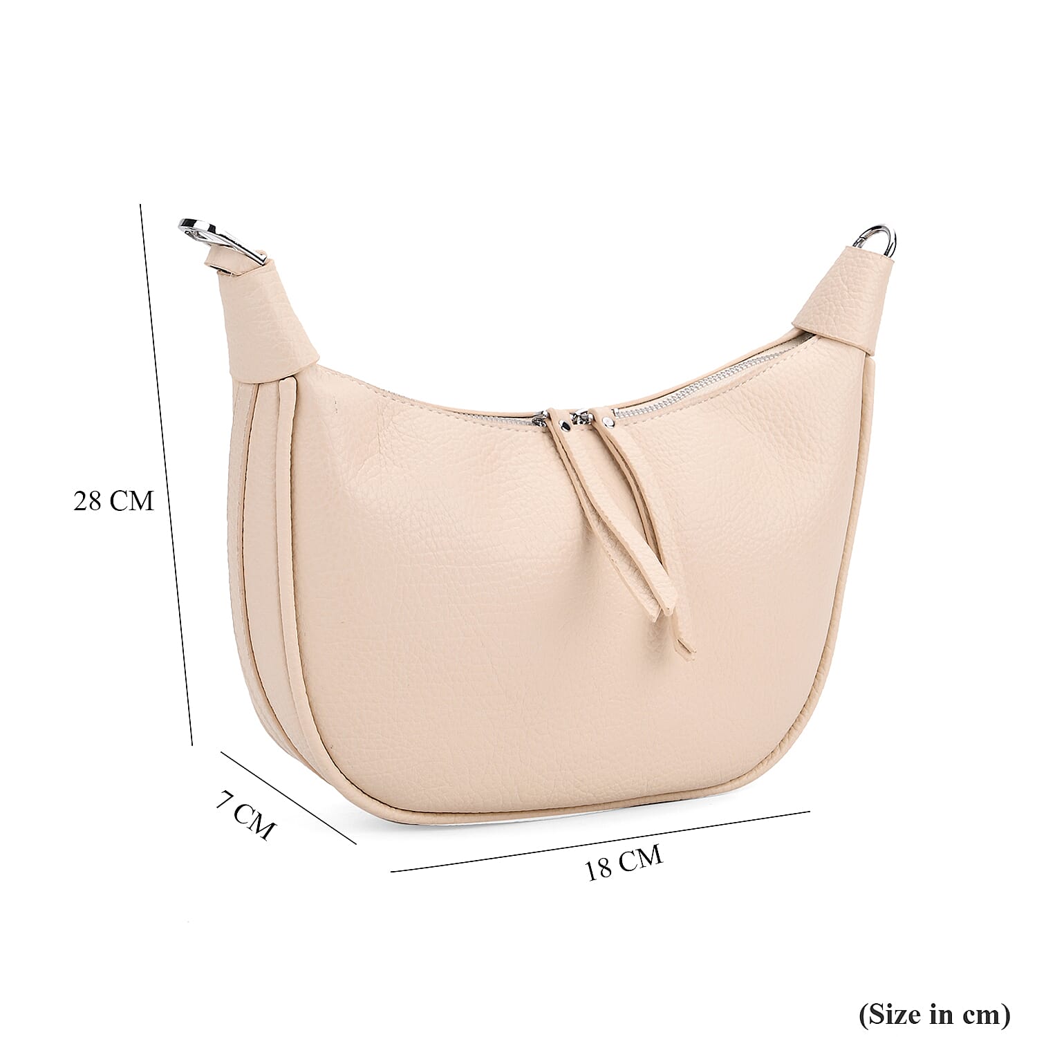 Casual Crescent Shoulder Bag - Cream V32489429 9