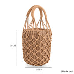 Showstopper - Bohemian Style Fishnet Bucket Bag - Khaki
