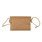 Genuine Leather Slim Crossbody Bag - Camel