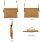 Genuine Leather Slim Crossbody Bag - Camel