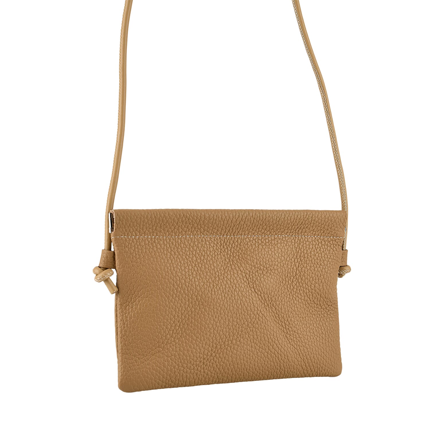 Genuine Leather Slim Crossbody Bag - Camel V32372694 6
