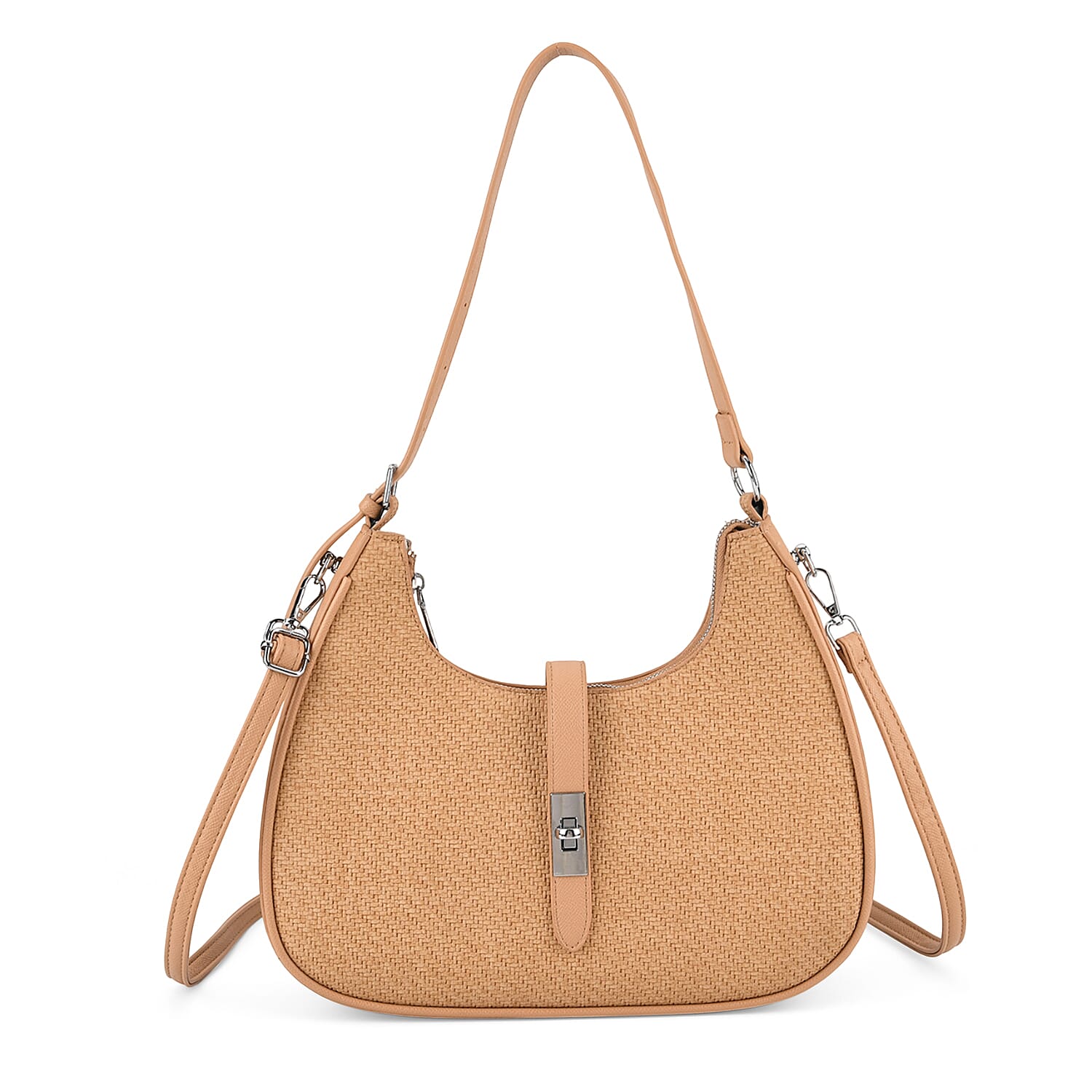 Elegant Hobo Shoulder Bag with Adjustable Strap - Tan V32490144 0