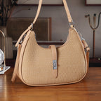 Elegant Hobo Shoulder Bag with Adjustable Strap - Tan