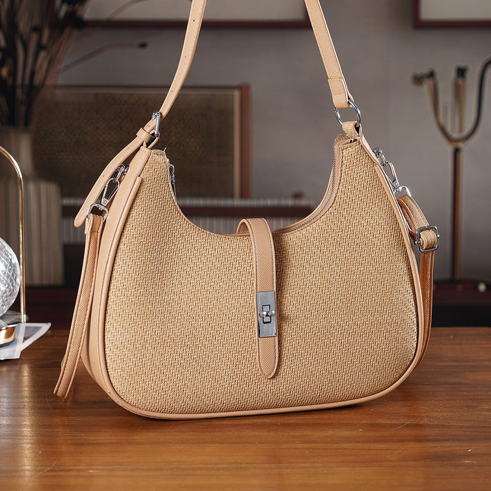 Elegant Hobo Shoulder Bag with Adjustable Strap - Tan V32620742 2