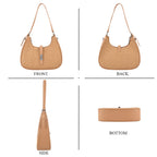 Elegant Hobo Shoulder Bag with Adjustable Strap - Tan