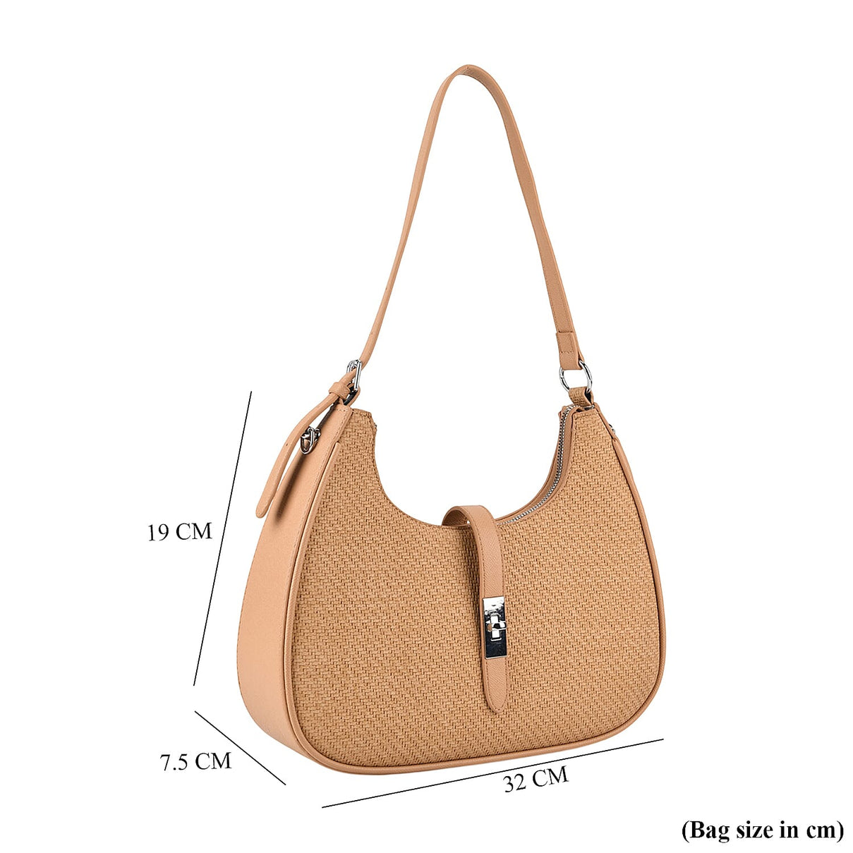 Elegant Hobo Shoulder Bag with Adjustable Strap - Tan V32490144 7