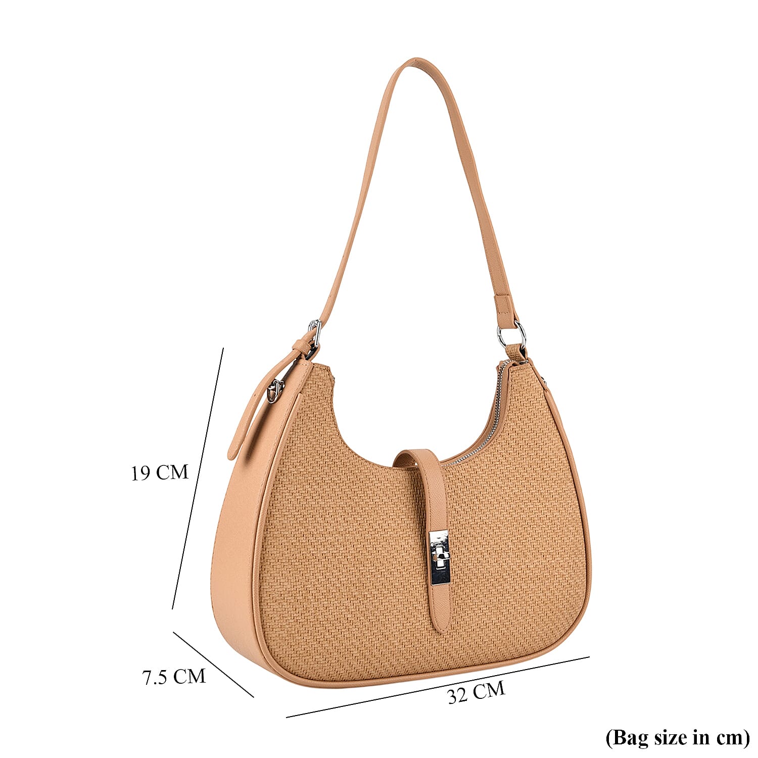 Elegant Hobo Shoulder Bag with Adjustable Strap - Tan V32490144 7