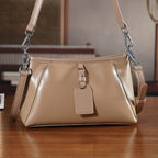 Limited Edition Designer Inspired - Premium Leather Shoulder Bag with Dual Interchangeable Straps - Khaki