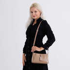 Limited Edition Designer Inspired - Premium Leather Shoulder Bag with Dual Interchangeable Straps - Khaki