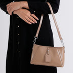 Limited Edition Designer Inspired - Premium Leather Shoulder Bag with Dual Interchangeable Straps - Khaki