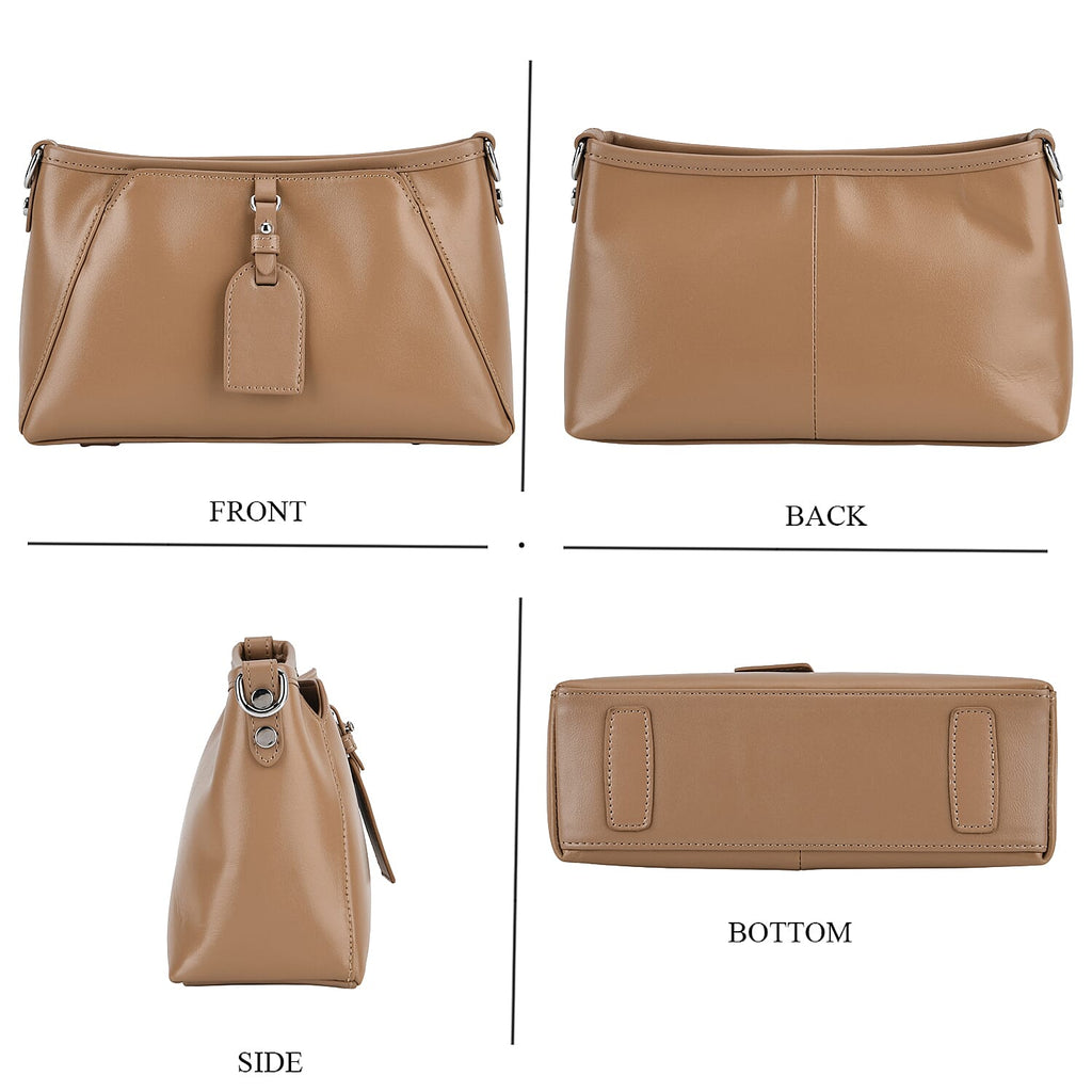 Limited Edition Designer Inspired - Premium Leather Shoulder Bag with Dual Interchangeable Straps - Khaki