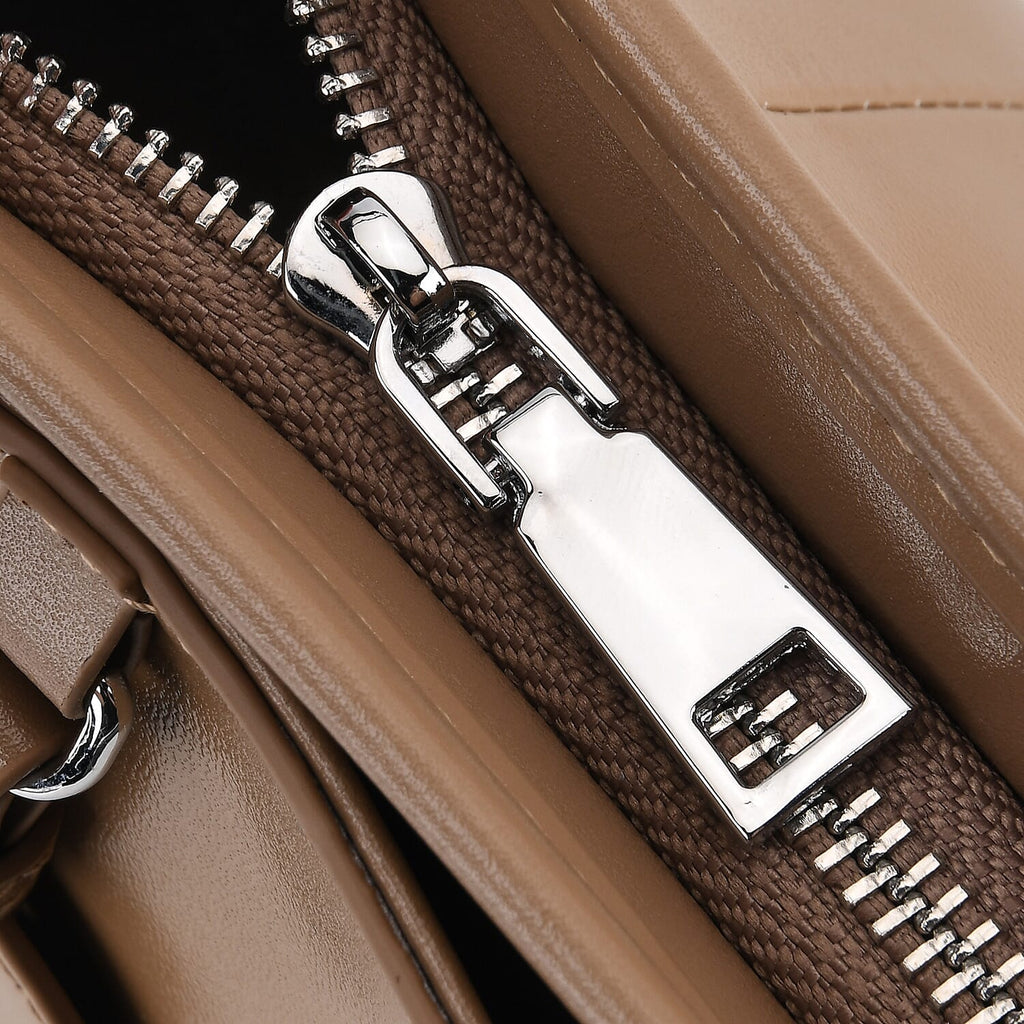 Limited Edition Designer Inspired - Premium Leather Shoulder Bag with Dual Interchangeable Straps - Khaki