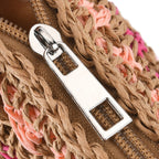 Multi-Colour Striped Crochet Messenger Crossbody Bag - Brown