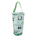 Cute Cartoon Print Insulated Tumbler Travel Mug Bag with Handle & Straw Hole - Light Green