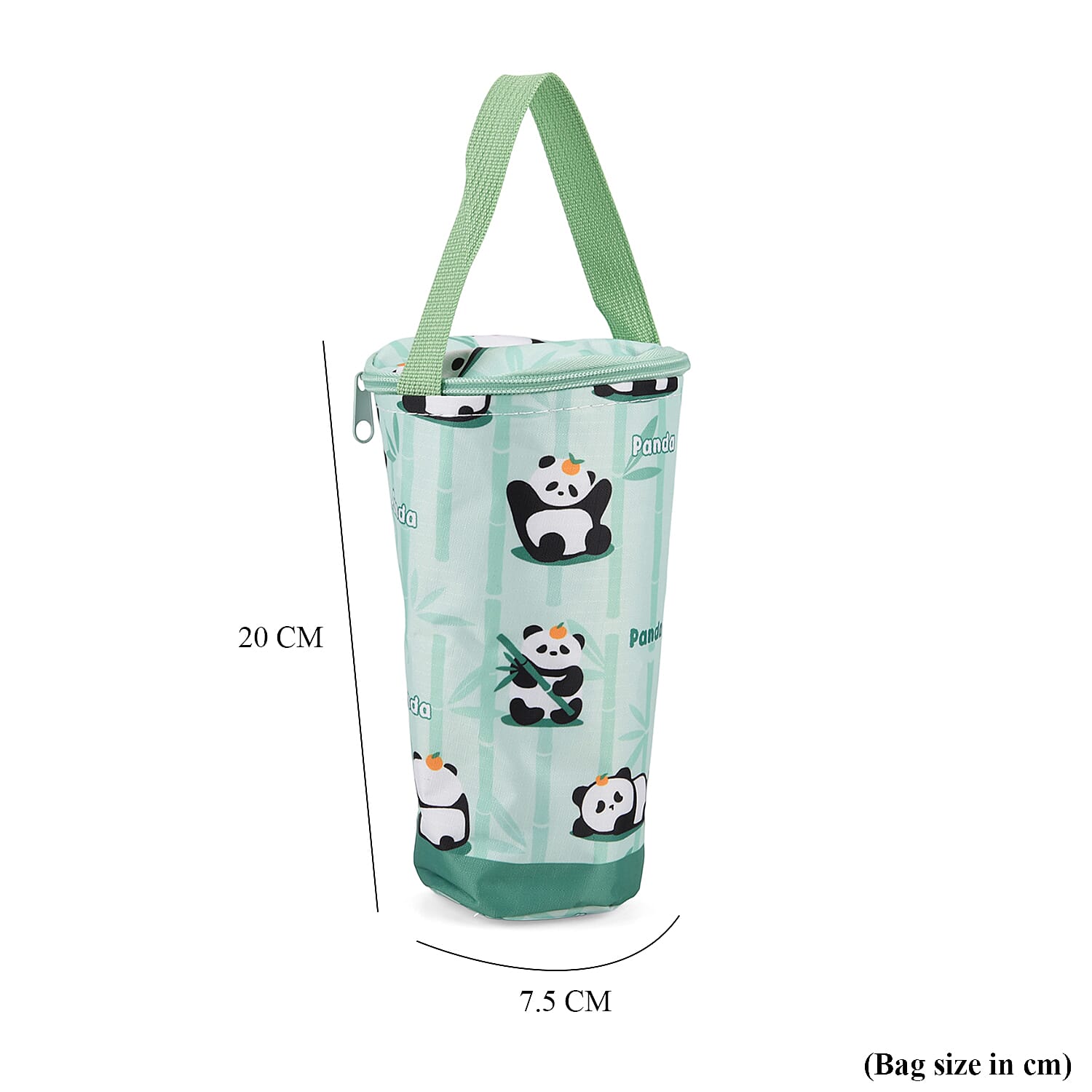 Cute Cartoon Print Insulated Tumbler Travel Mug Bag with Handle &amp; Straw Hole - Light Green V32512917 5
