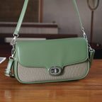 Designer Inspired - Convertible Dual-Strap Convertible Baguette Crossbody & Shoulder Bag - Basil Green