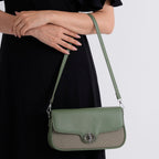 Designer Inspired - Convertible Dual-Strap Convertible Baguette Crossbody & Shoulder Bag - Basil Green