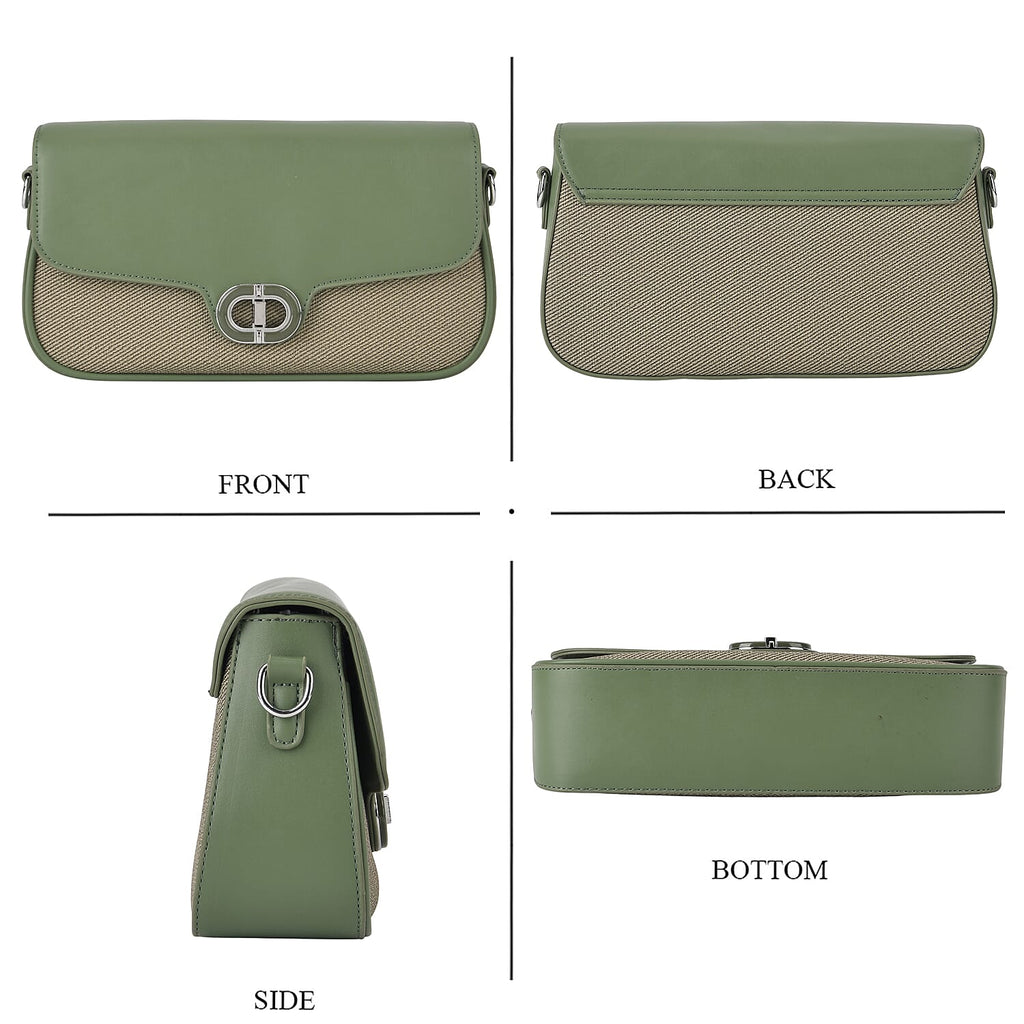 Designer Inspired - Convertible Dual-Strap Convertible Baguette Crossbody & Shoulder Bag - Basil Green