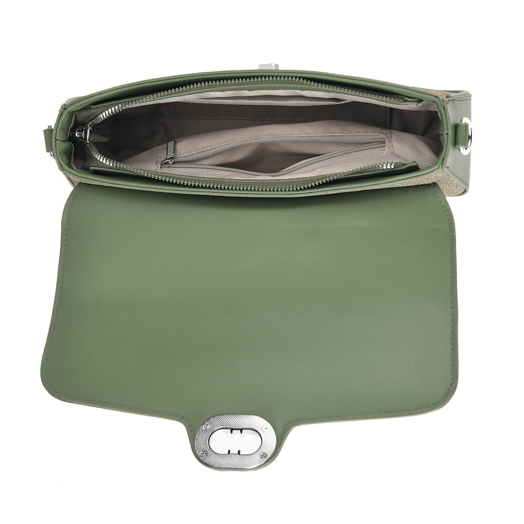 Designer Inspired - Convertible Dual-Strap Convertible Baguette Crossbody & Shoulder Bag - Basil Green