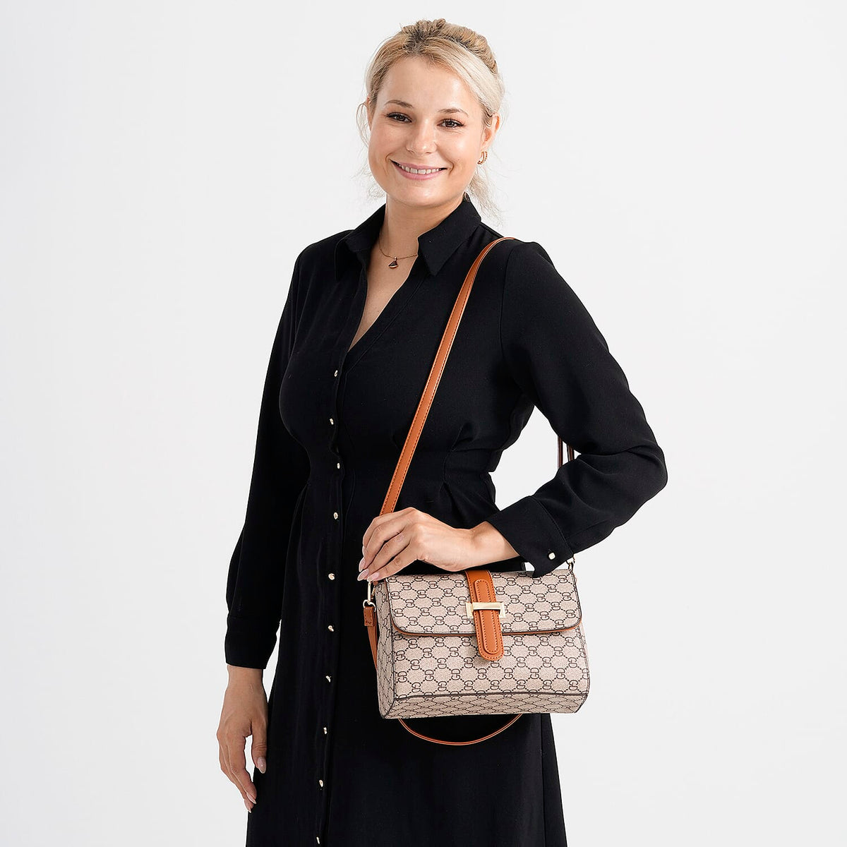 Monogram Pattern Crossbody Bag - Light Khaki 8202720 3